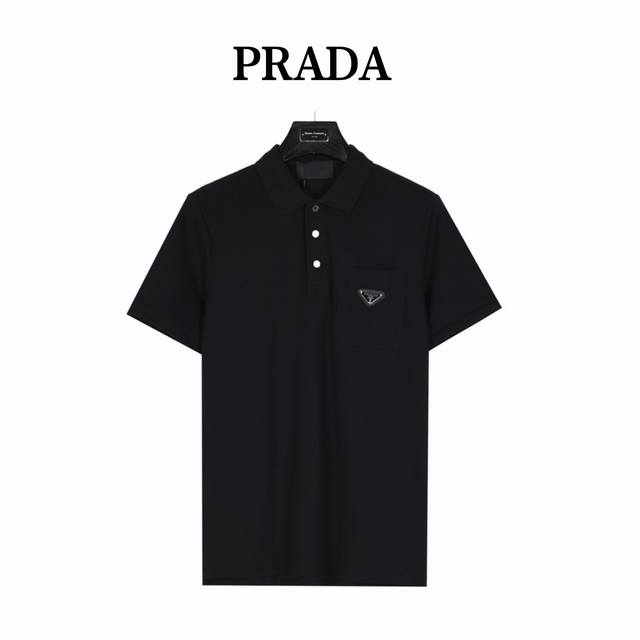 Prada Prada new chest triangle logo pocket Polo short sleeve The classic triangl