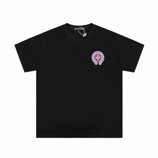 High version Chrome Hearts Chrome Hearts double-shadow horseshoe cross print sh