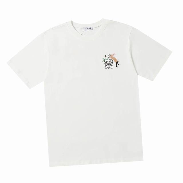 Loewe New summer style, Sunafuiita co-branded rabbit eating grass round neck sho