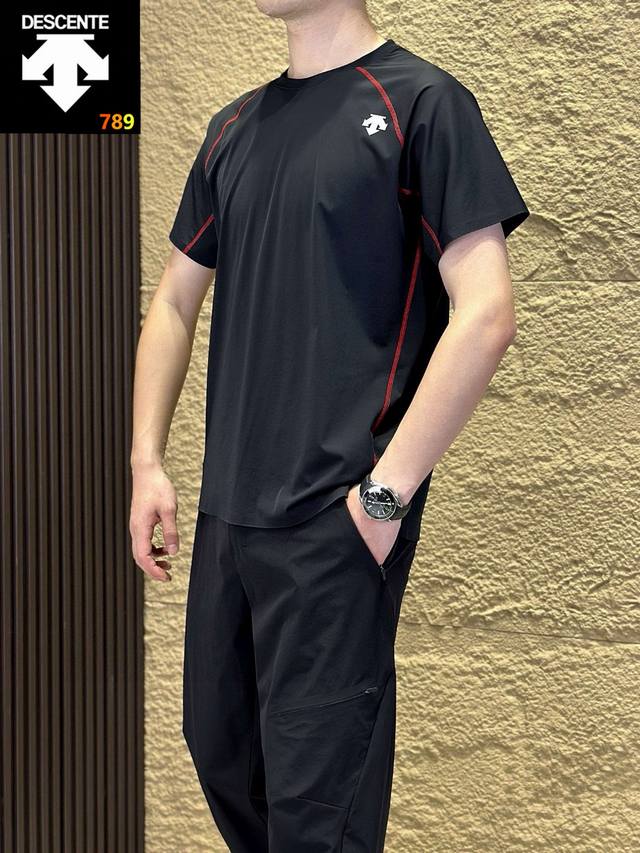 DESANTE Contrast color design short-sleeved outdoor quick-drying breathable fou