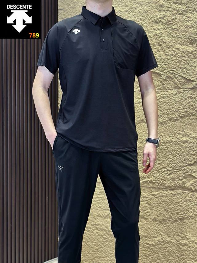 Descente lightweight quick-drying Polo shirt with 0 thread ends and skin-friend