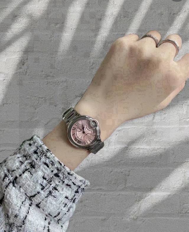 Cartier Blue Balloon 33Mm pink dial quartz watch White dial classic pink dial No
