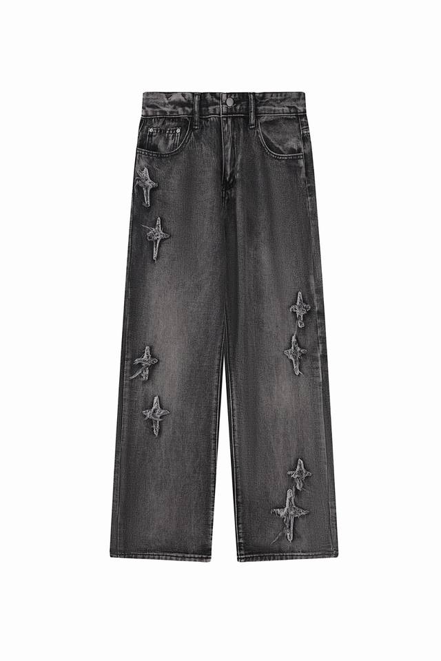 High version Chrome Hearts brushed cross washed jeans, unisex. Can be worn in a