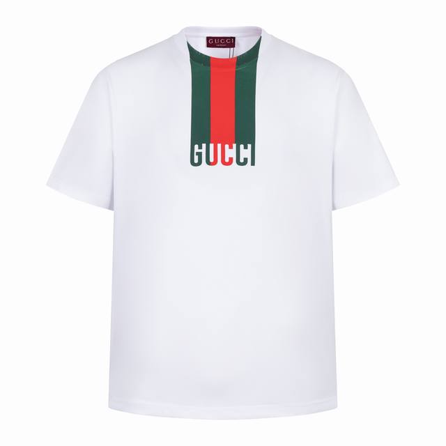 Guc Red and green collar print short sleeves The fabric is 15S 230G fine cotton