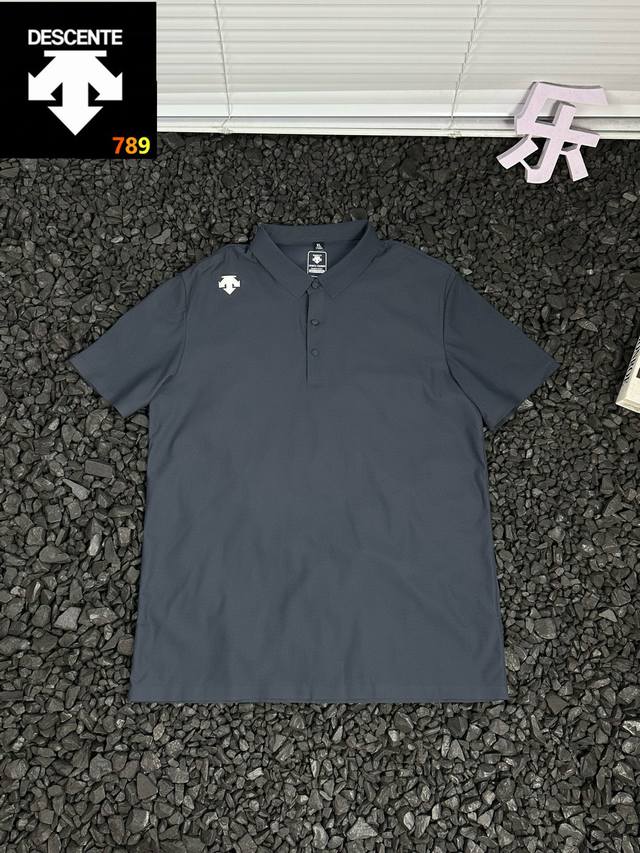 Descente Short-sleeved Polo Shirt Laminated Ice Silk Solid Color T-shirt Three-d