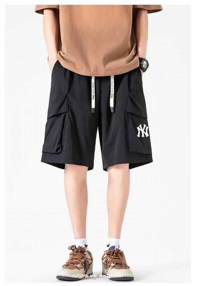 for Mlb Ny Yankees summer thin ice silk drawstring elastic workwear retro loose