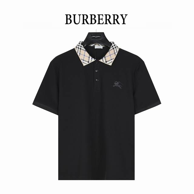 Burberry 25Ss checkered lapel short-sleeved Polo shirt with warhorse embroidery