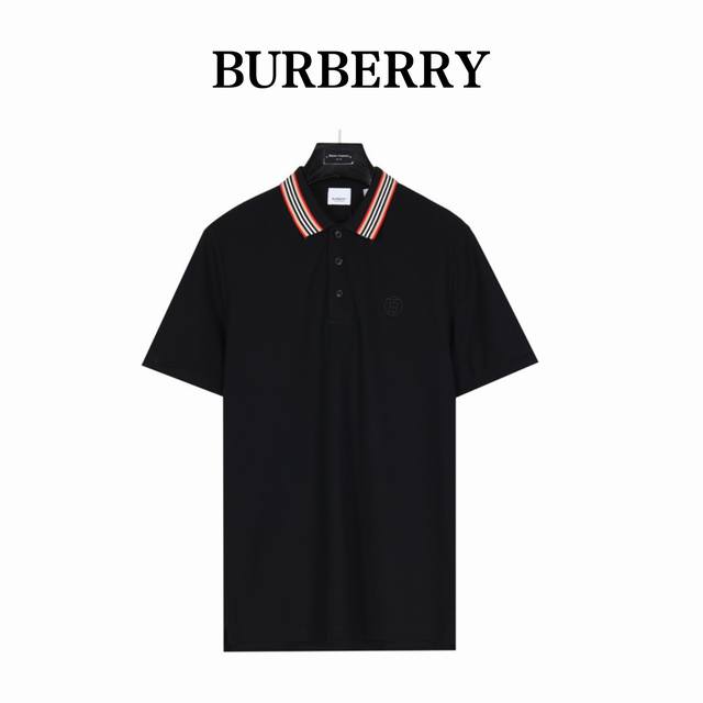 Burberry Burberry classic collar stripe logo embroidered short-sleeved Polo shir