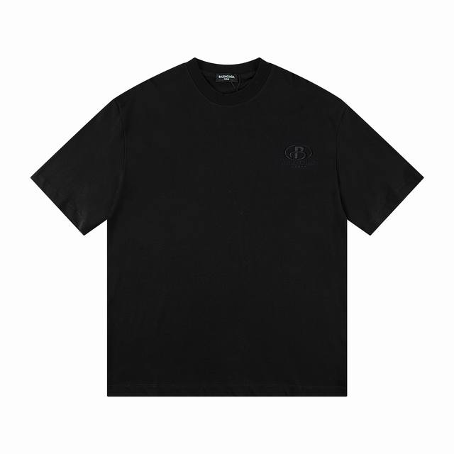High version Balenciaga Paris family heavy embroidery letter short-sleeved T-sh