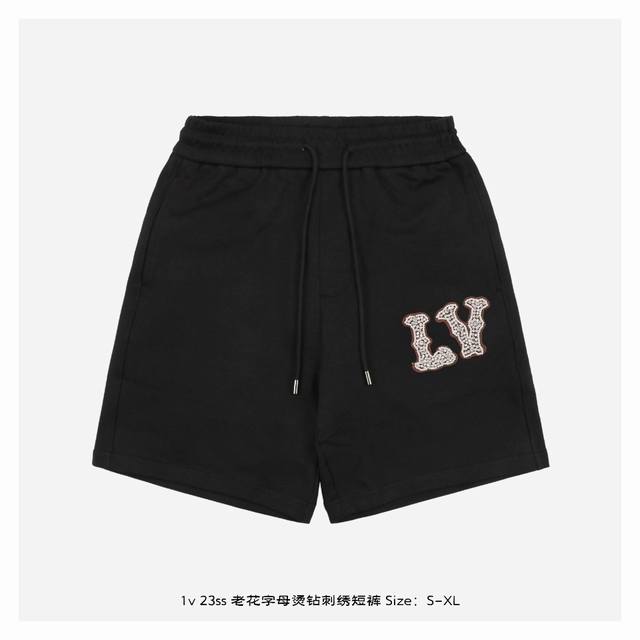 Lv 24Ss Old flower letter hot diamond embroidered shorts Inspired by the retro s