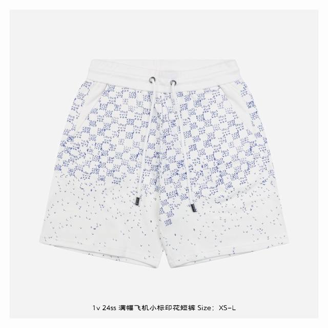 Lv 24Ss Full-width airplane logo print shorts The fabric is made of 380g combed