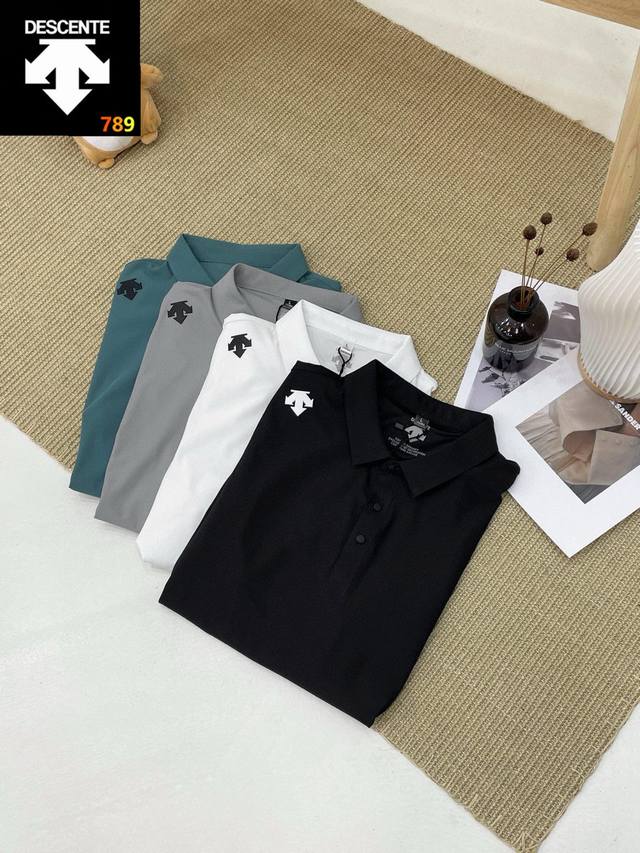 Descente Summer Business Casual Ice Silk Short-sleeved T-shirt Men's Lapel High-