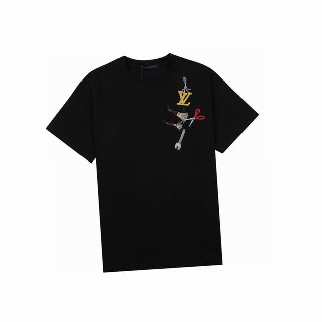 Louis Vuitton New spring and summer three-dimensional tool embroidery round neck