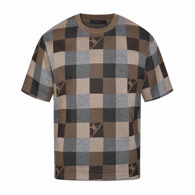 Louis Vuitton Summer new classic checkerboard round neck short-sleeved T-shirt i