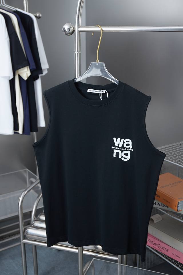 Alexarde*Wang25Ss Early spring new graffiti hand-painted letter logo vest Light