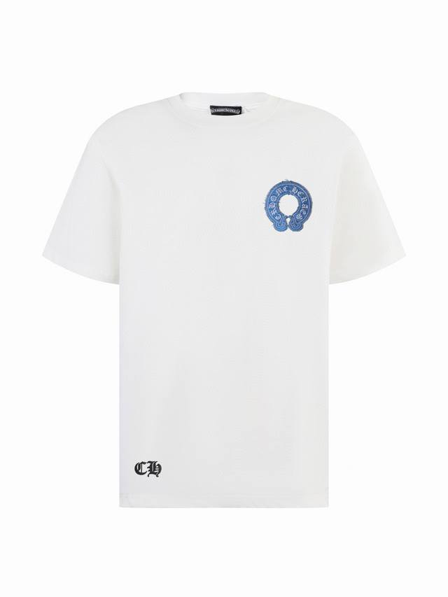 High version Chrome Hearts denim horseshoe patch embroidered short sleeves! The
