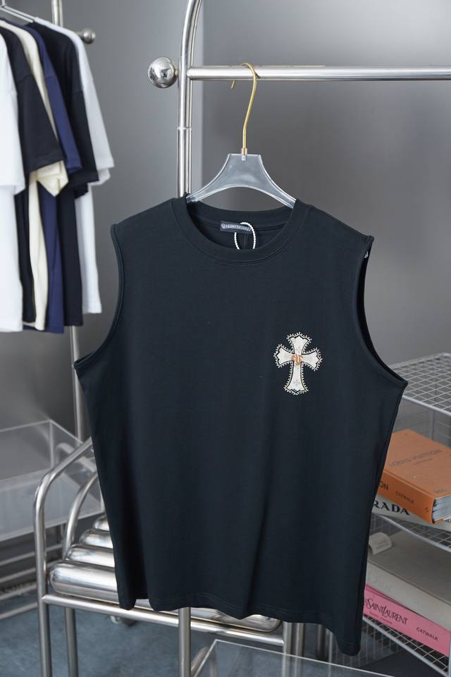Ch*Ome Hearte25Ss Early spring new cross letter hot diamond vest Light luxury Wa