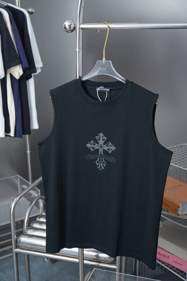 Ch*Ome Hearte25Ss Early spring new cross letter hot diamond vest Light luxury Wa