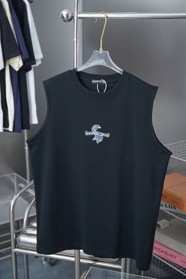 Ch*Ome Hearte25Ss Early spring new denim patch cross letter vest Light luxury Wa