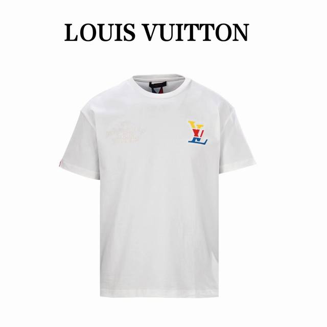 Louis Vuitton Lv colorful spelling embroidery round neck short-sleeved T-shirt A