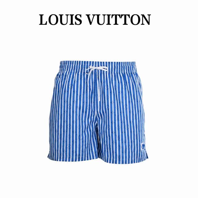Louis Vuitton Lv blue vertical stripe print beach pants Genuine 7931 purchased a