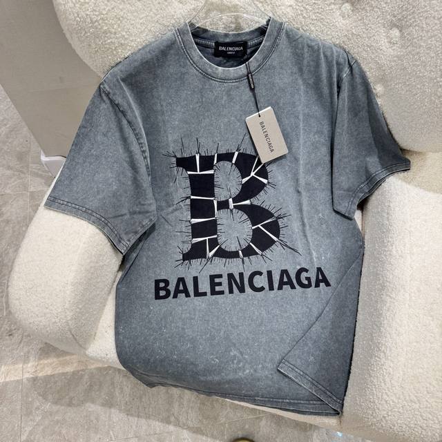 Balenciaga Paris Balenciaga25Ss Summer Paris 260g Short T-shirt Front A black an