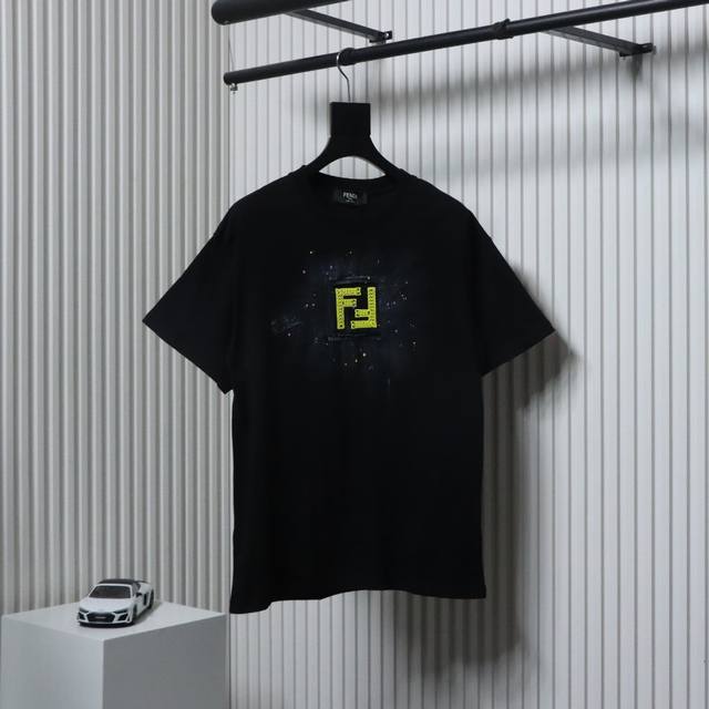 Fendi Fendi Fd embroidered double F hand-painted inkjet short-sleeved T-shirt Cu