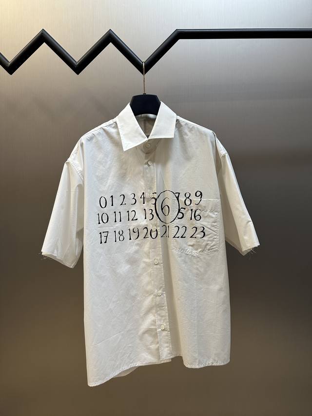 Maison Margiela digital print contrast shirt Customized cotton fine pleated stri