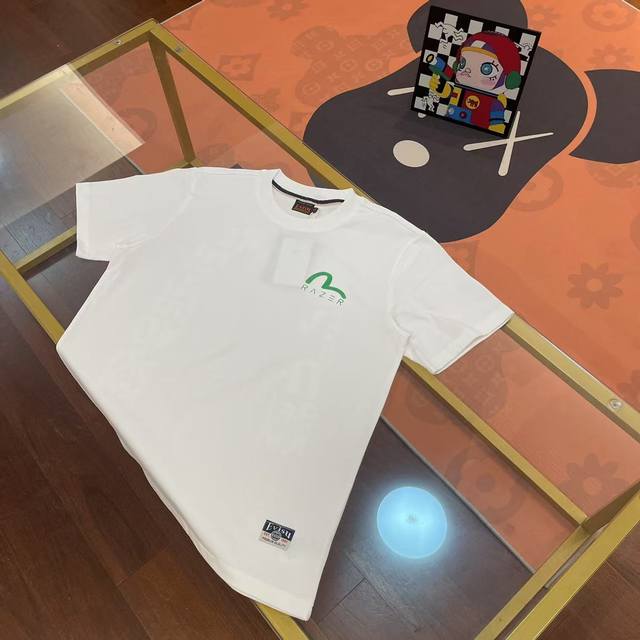 New, Evisu Fushen 2025 new men's cherry blossom wave letter big M t-shirt short