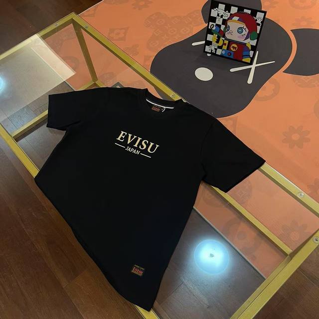 New, Evisu Fushen 2025 new men's fishing letter big M t-shirt short sleeve Colo