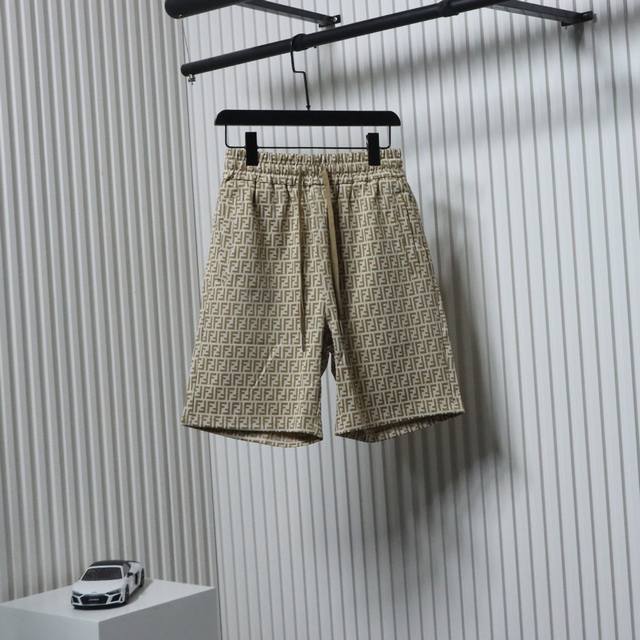 Fendi Fendi 25Ss Double F full-print cotton woven shorts Imported high-count and