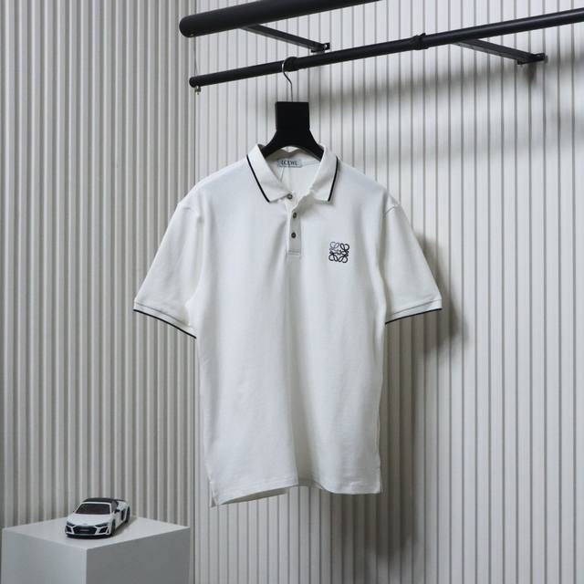 Loewe 25Ss Logo contrast embroidered short-sleeved Polo shirt. Made of fine imit