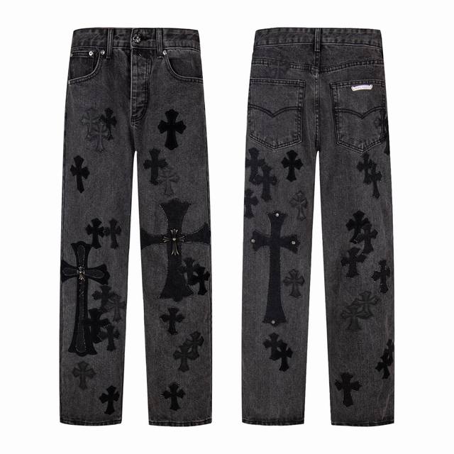 Chrome Hearts Chrome Hearts Black Pinduo Black Leather Big Devil Bull King Jeans