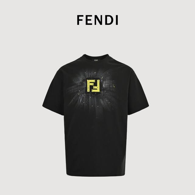 Fendi Fendi Fd embroidered double F hand-painted inkjet short-sleeved T-shirt Cu