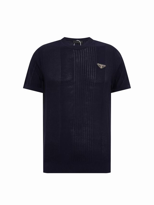 Zp version -Prada official website classic triangle logo round neck knitted shor