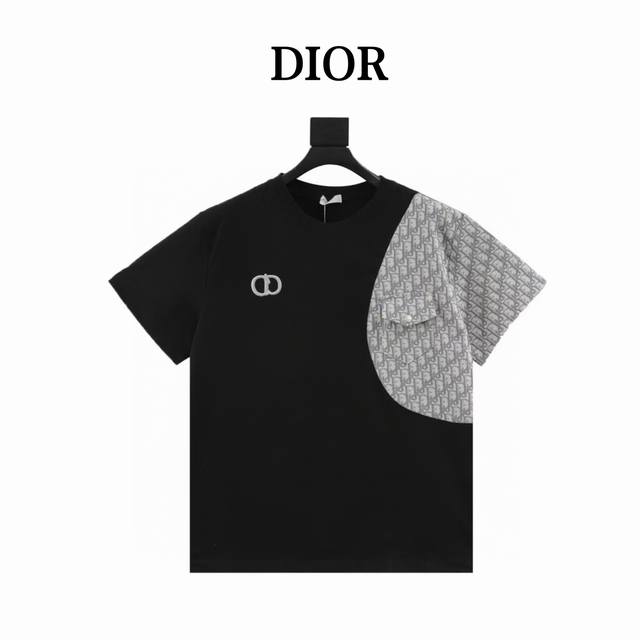 Dior Dior embroidered patchwork round neck short sleeves The new patchwork round