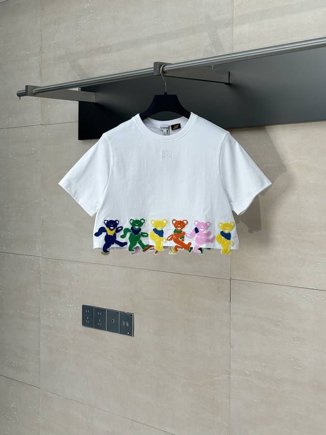 Loewe* Loewe 25Ss new bear embroidered short-sleeved T-shirt 230g fine cotton pl