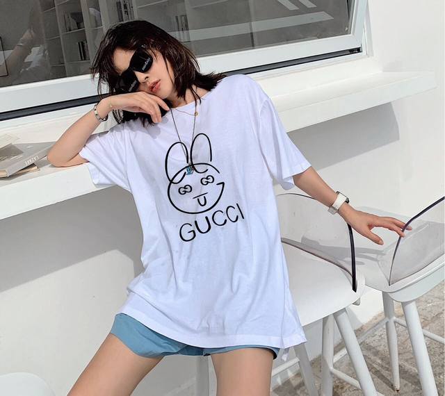 Gucci bunny letter short-sleeved top DDD