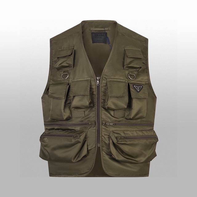 High version Prad* Early autumn workwear nylon vest Triangle label Functional a
