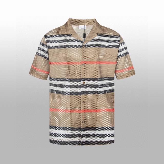 High version Burberr new striped shirt classic striped Kangli print latest seri