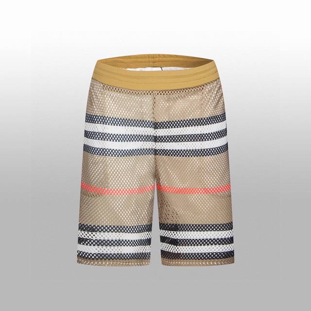 High version Burberr new striped shorts classic striped Kangli print latest ser