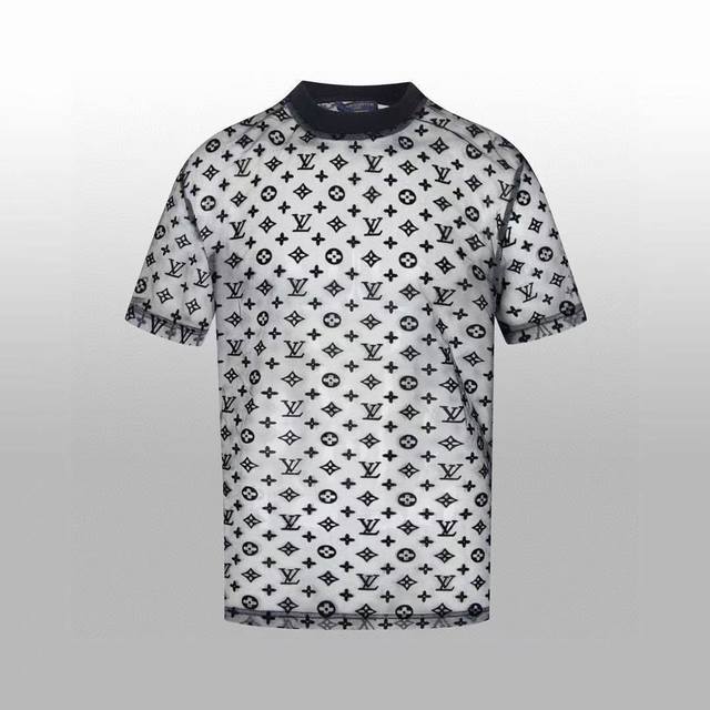 high version Louis V early spring new short-sleeved T-shirt Overlapping black a