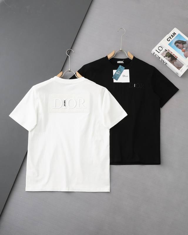 High quality Dior new T-shirt with front and back embroidery of letters! 25Ss s