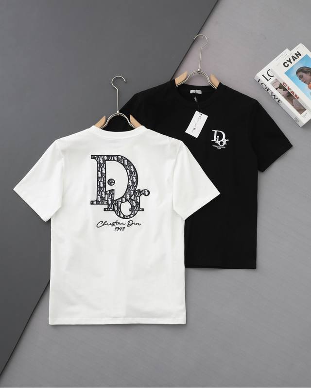 High quality Dior new T-shirt with front and back embroidery! 25Ss spring and s