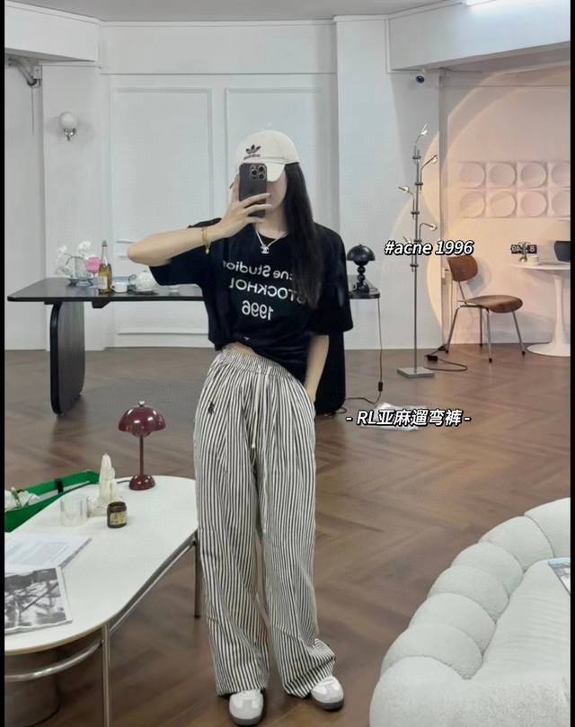 Real picture Ralph Lauren blue striped walking pants Everyone can wear stripes I