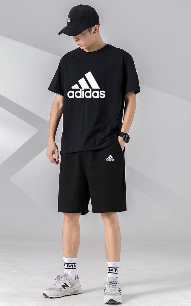 Adidas Adidas classic short-sleeved shorts sports suit! Versatile and suitable f