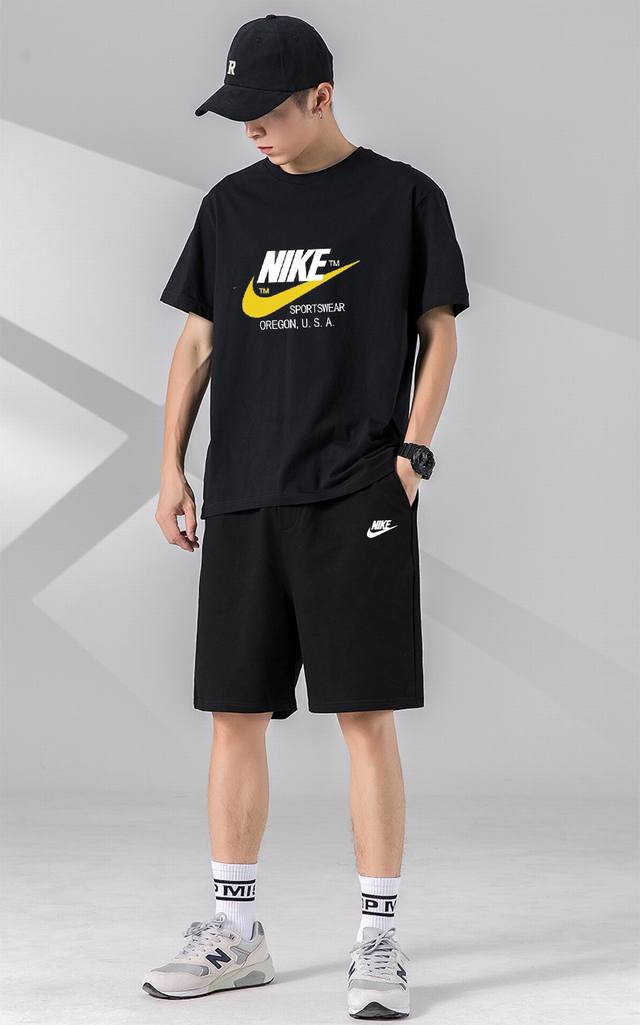 Nike Nike casual couple short-sleeved shorts sports suit, both men and women can