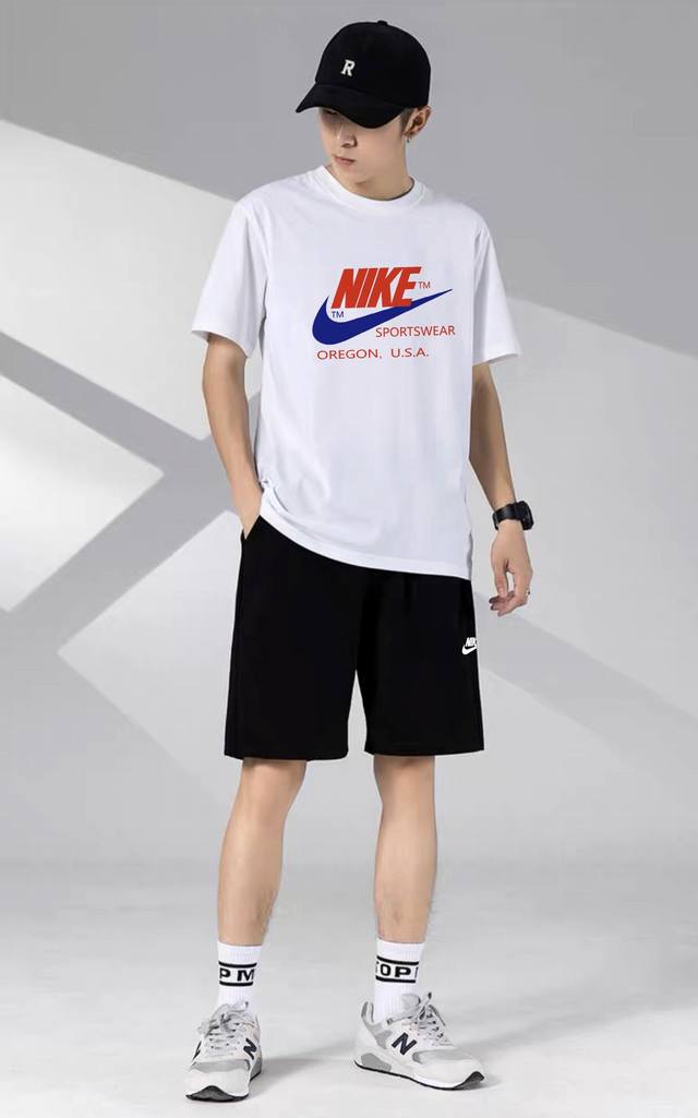 Nike Nike casual couple short-sleeved shorts sports suit, both men and women can