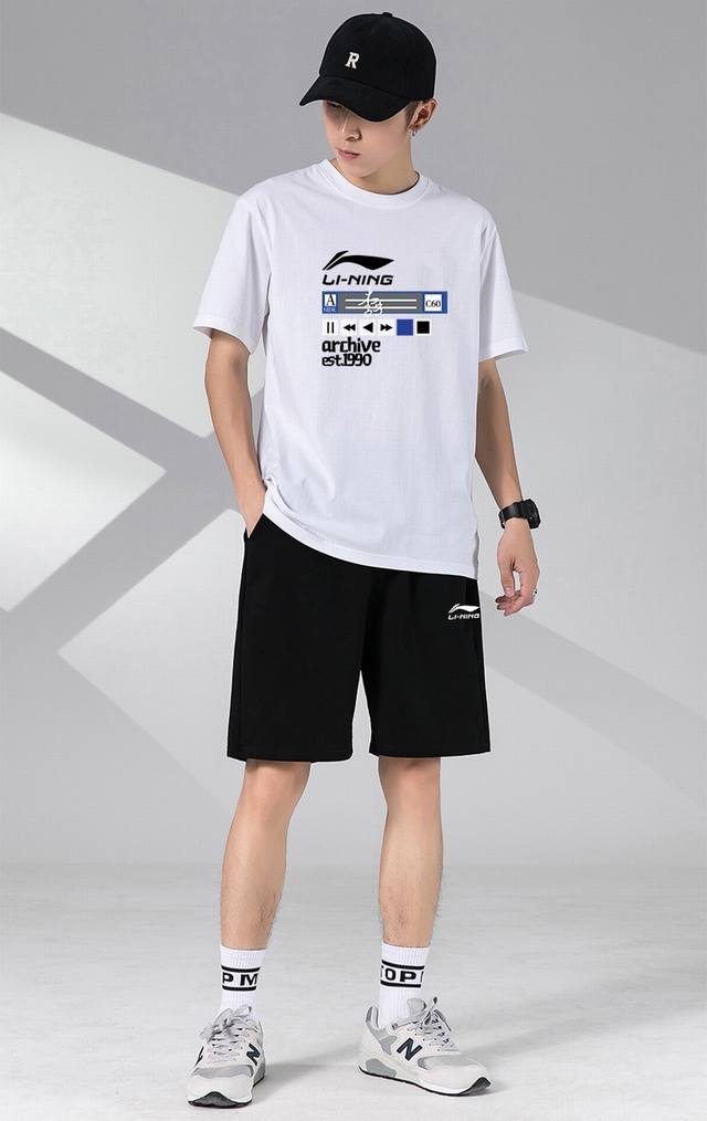 China Li Ning's new short-sleeved shorts sports suit! Versatile and suitable for
