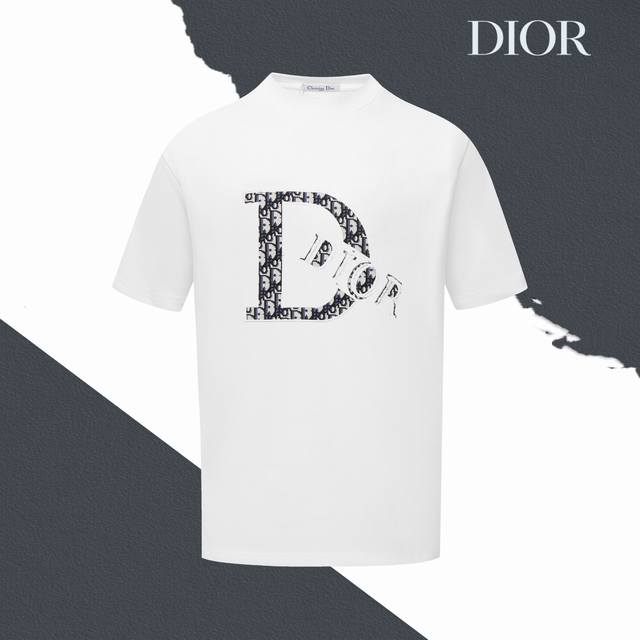 Style No. X218 Dior chest monogram patch 3D Logo embroidery round neck short sl